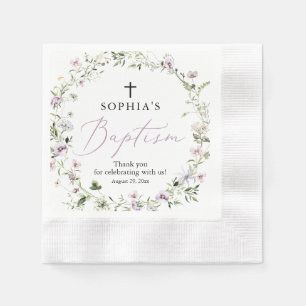 Guardanapo De Papel Papel De Batismo Para Garota De Flor Selvagem Roxo