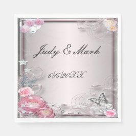 Guardanapo De Papel Papel De Borboleta E Flor Rosa, Nápoles