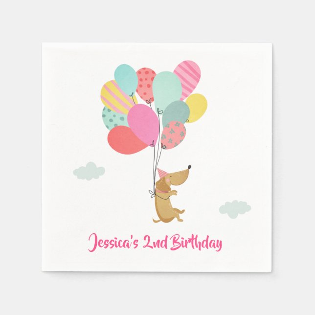 Guardanapo De Papel Papel de Cachorro Naufragante Balões de Pawty Meni (Frente)