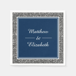 Guardanapo De Papel Papel de Casamento Azul Marinho com Brilho de Prat