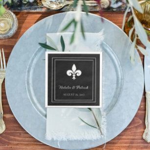 Guardanapo De Papel Papel de Casamento Black Fleur de Lis Napkins
