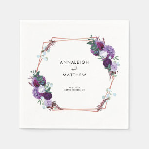 Guardanapo De Papel Papel De Casamento Botânico Floral Roxo