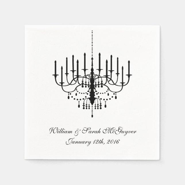 Guardanapo De Papel Papel de Casamento Chandelier Negro Napkins (Frente)