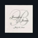 Guardanapo De Papel Papel de Casamento Clássico Ecru Monograma Napkin<br><div class="desc">Guardanapos personalizados de papel monograma para casamentos. Personalize este acessório de casamento do excelente com os nomes da noiva e noiva,  data de casamento,  inicial ou qualquer coisa que você quiser. Elke Clarke © disponível em www.zazzle.com/monogramgallery</div>