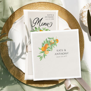 Guardanapo De Papel Papel de Casamento de Citros Laranja-Flor Napkin