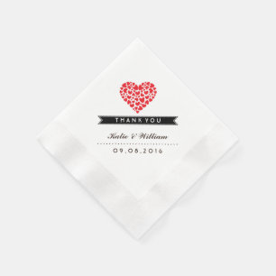 Guardanapo De Papel Papel de Casamento de Coração Vermelho