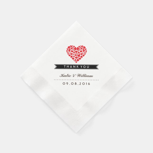 Guardanapo De Papel Papel de Casamento de Coração Vermelho Napkin (Canto)