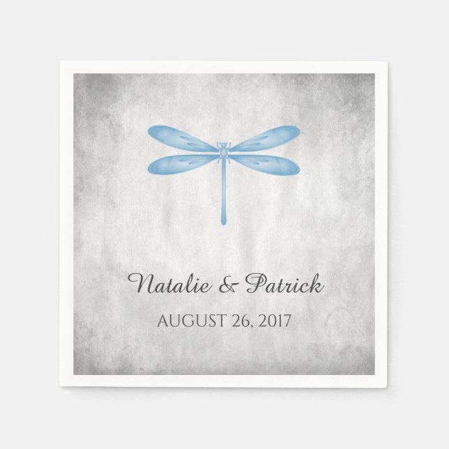 Guardanapo De Papel Papel de Casamento de Dragonfly Azul Napkins (Frente)