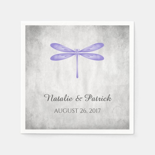 Guardanapo De Papel Papel de Casamento de Dragonfly Roxo Napkins (Frente)