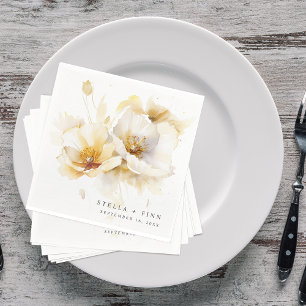 Guardanapo De Papel Papel de casamento de flor de ouro branco elegante