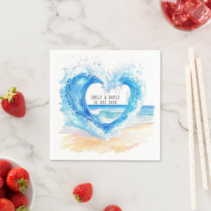 Guardanapo De Papel Papel de Casamento de Ondas em Forma de Coração de
