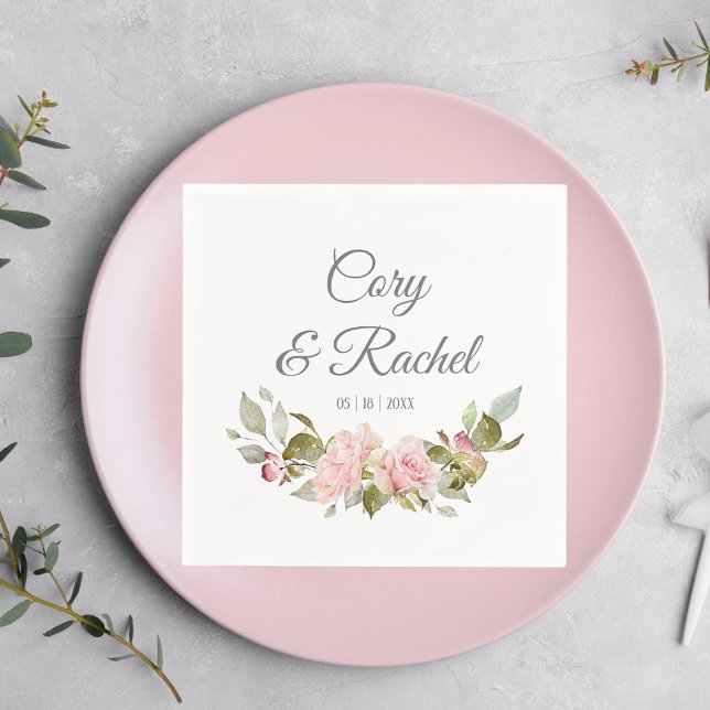 Guardanapo De Papel Papel de Casamento do Buquê de Rosas Rosa bonito (Criador carregado)