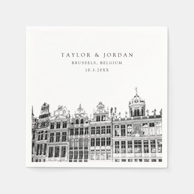 Guardanapo De Papel Papel de Casamento em Bruxelas Coquetel Napkin (Frente)