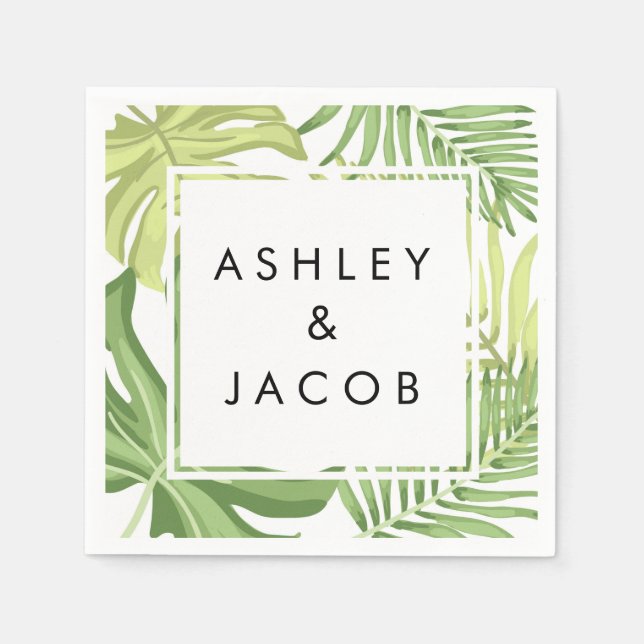 Guardanapo De Papel Papel de casamento em praia tropical napkins Palm  (Frente)
