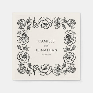 Guardanapo De Papel Papel De Casamento Floral Desenhado À Mão De Whims