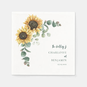 Guardanapo De Papel Papel de Casamento Floral Girassol Eucalipto Scrip