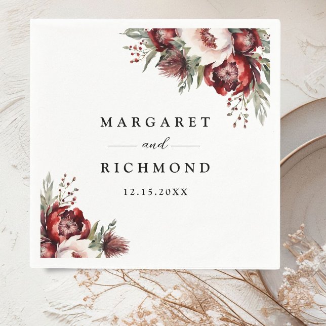 Guardanapo De Papel Papel De Casamento Floral Russo-Russo Cinzento-Bri (Criador carregado)