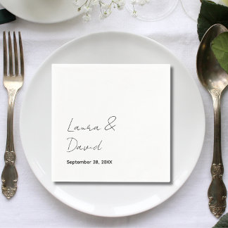 Guardanapo De Papel Papel de Casamento Mínimo Personalizado e Chic