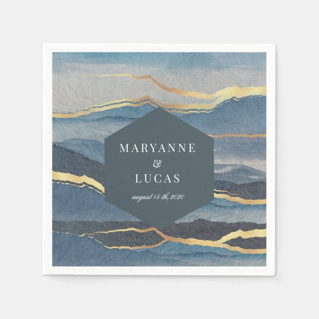 Guardanapo De Papel papel de casamento paisagem de ouro d'água (Frente)