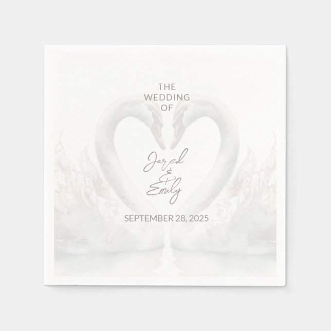 Guardanapo De Papel Papel de Casamento Swan Personalizado Napkins (Frente)
