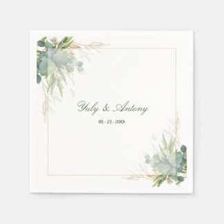 Guardanapo De Papel Papel de casamento verde eucalipto moderno e capri