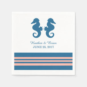 Guardanapo De Papel Papel de Cavalo Marinho Náutico Azul Coral Nápoles