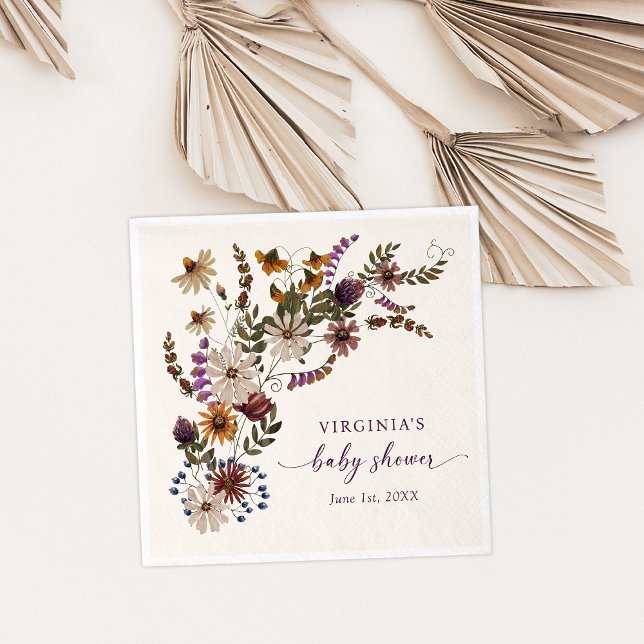 Guardanapo De Papel Papel de Chá de fraldas de flor selvagem Nápoles (Wildflower Baby Shower Paper Napkins
)