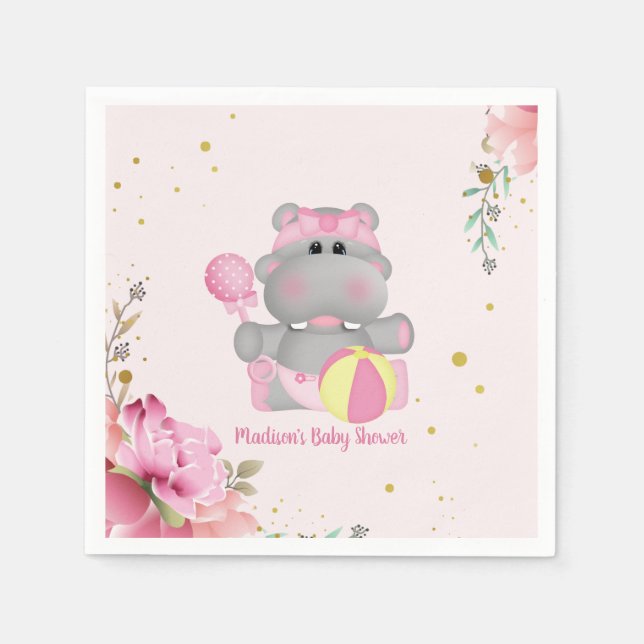 Guardanapo De Papel Papel de Chá de fraldas de Hippo Floral Correto (Frente)