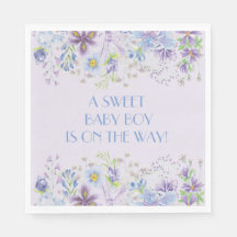 Papel de Chá de Garoto Floral Puro e Azul Nápoles