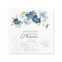 Papel de Chuveiro de Noiva Floral Azul Empoeirado