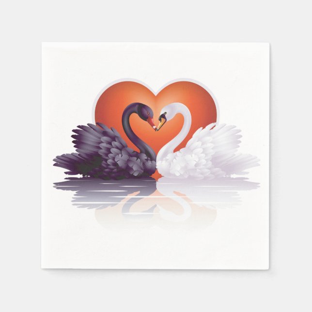Guardanapo De Papel Papel de Cisnes Pretas e Brancas (Frente)