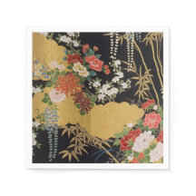 Papel de Decoupage Floral Kimono japonês Dourado a