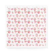 Papel de embrulho com laço de morango rosa Coquett