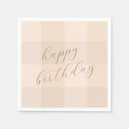 Guardanapo De Papel Papel de Feliz Aniversário em Script Neutro Marrom