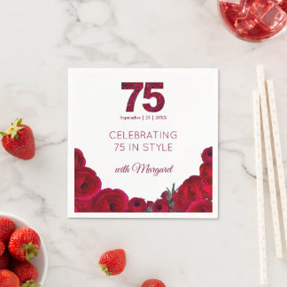 Guardanapo De Papel Papel de festa de aniversário de 75 anos em floral