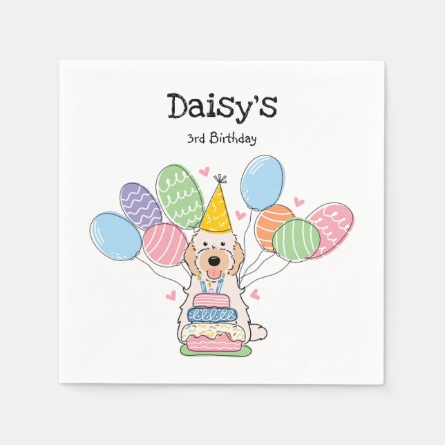 Guardanapo De Papel Papel de Festa de aniversário do Cream White Cocka (Frente)