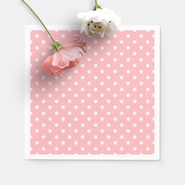 Guardanapo De Papel Papel de festa de bolinhas rosa suave e branco  (Criador carregado)