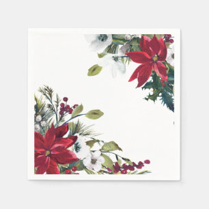 Guardanapo De Papel Papel de festa de Natal floral poinsétia vermelha