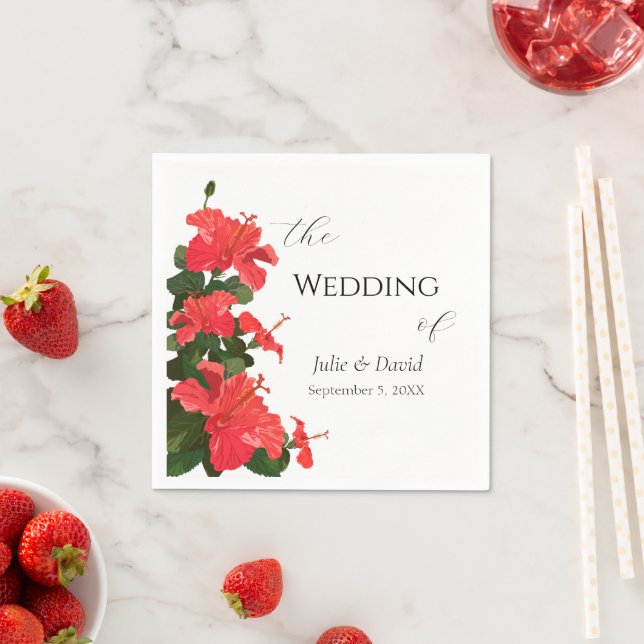 Guardanapo De Papel Papel de Flor Red Hibiscus Brilhante Napkin (Insitu)