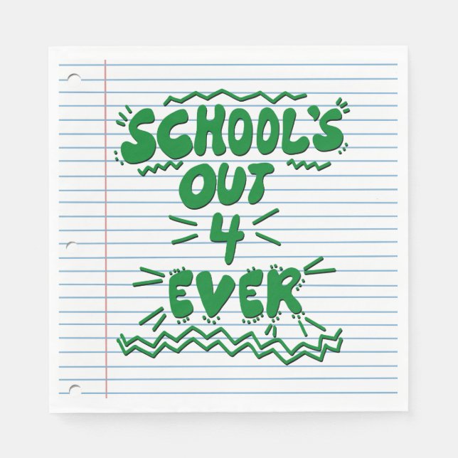 Guardanapo De Papel Papel de Folha Solta School’s Out Forever (Frente)