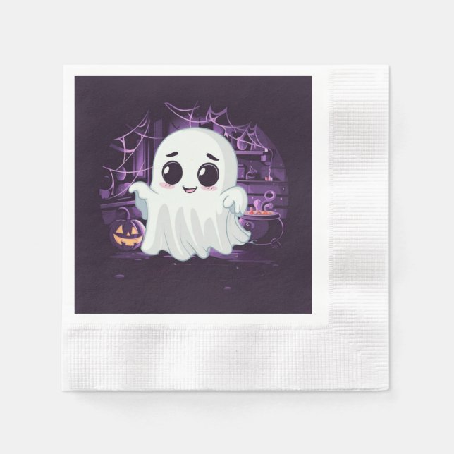 Guardanapo De Papel Papel de Ilustração Ghost Halloween Bonito (Frente)