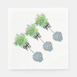 Guardanapo De Papel Papel de Jar de Ginger Azul e Branco Topiário Ná