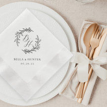 Papel de Monograma Inicial de Noiva com Coroa Flor