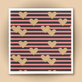 Guardanapo De Papel Papel de Namorados em faixas rosa e pretas