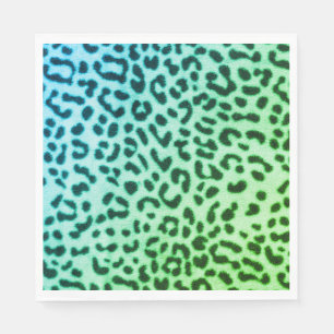 Guardanapo De Papel Papel de Nápoles - Impressão Verde/Leopardo Azul