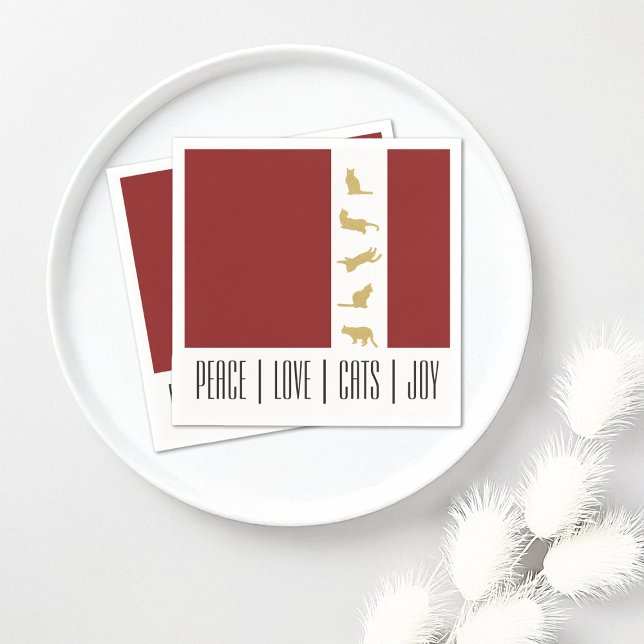 Guardanapo De Papel Papel de Natal de Gato Vermelho Branco Dourado Mod (Criador carregado)
