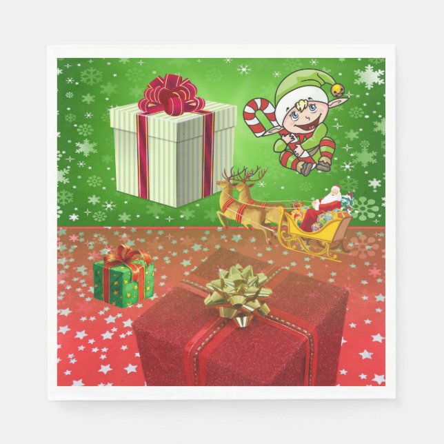 Guardanapo De Papel Papel de Natal Napkins, Elf (Frente)