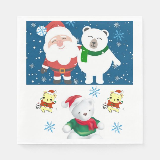 Guardanapo De Papel Papel de Natal Napkins, Feliz Natal, Urso (Frente)