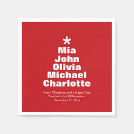 Guardanapo De Papel Papel de nomes de famílias brancos e vermelhos na