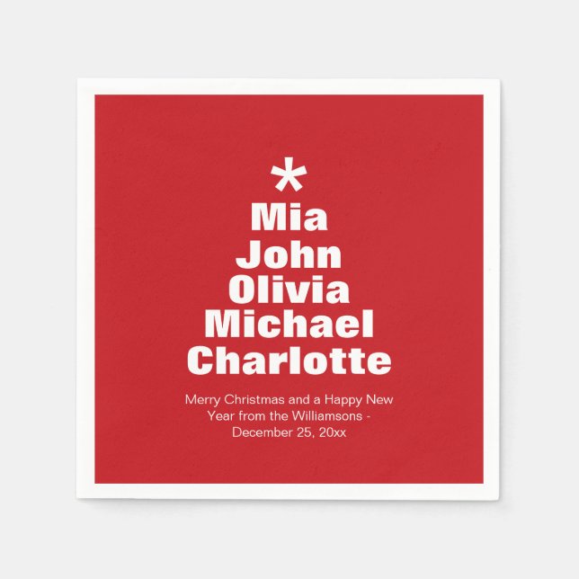 Guardanapo De Papel Papel de nomes de famílias brancos e vermelhos na  (Frente)